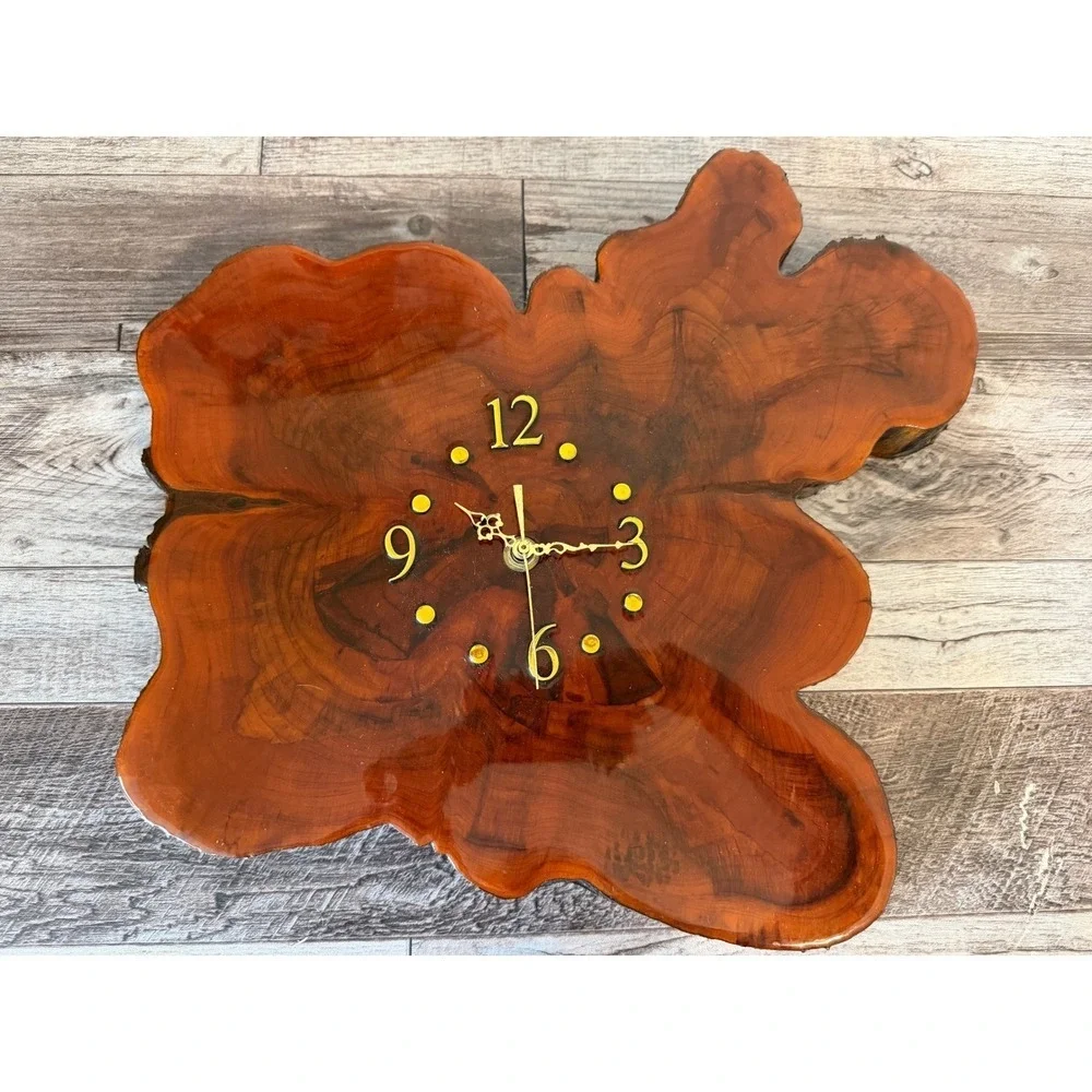 Vintage Live Edge Wood Clock Large Natural Slab Timber Wall Decor Project Repair
